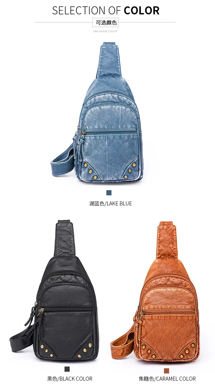 Blue Quilted Women's Chest Bag 2023 New Korean Style — feature 5