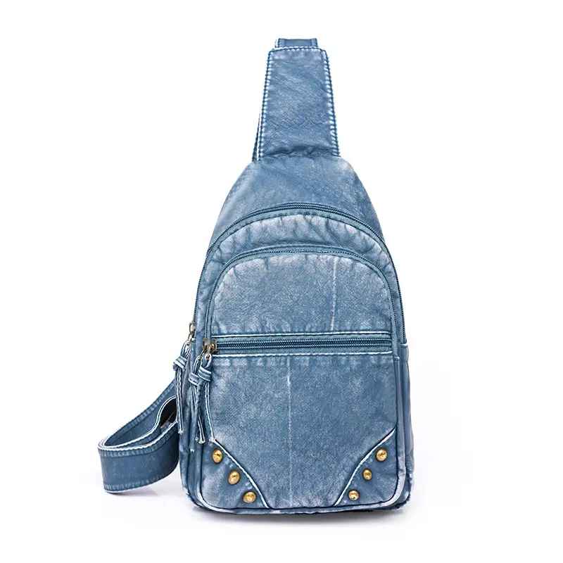 Blue Quilted Women's Chest Bag 2023 New Korean Style - Image 2