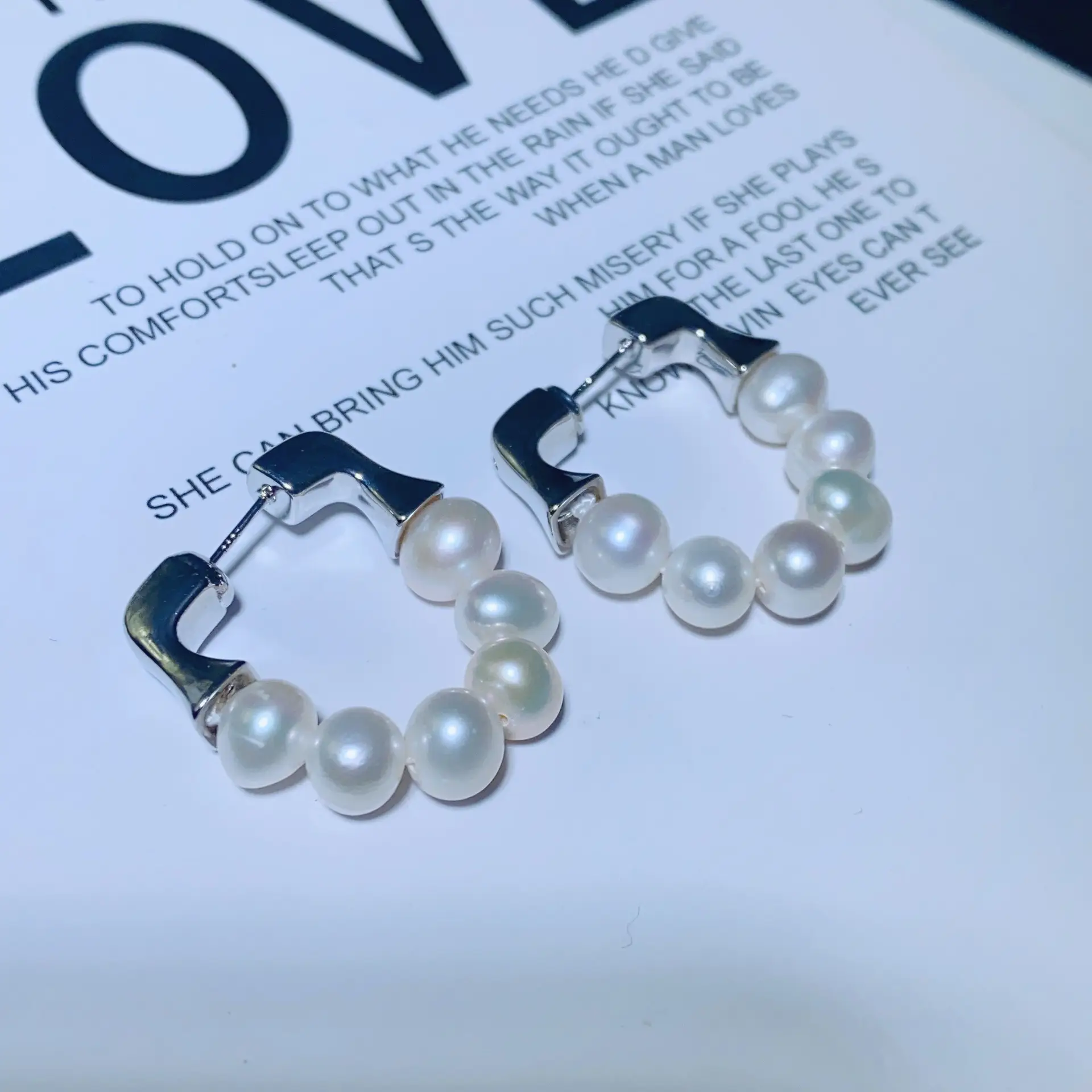 Freshwater Pearl Grape String Earrings 925 Silver — feature 14