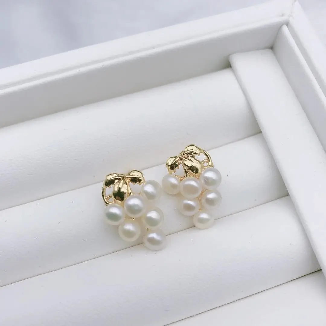 Freshwater Pearl Grape String Earrings 925 Silver — feature 3