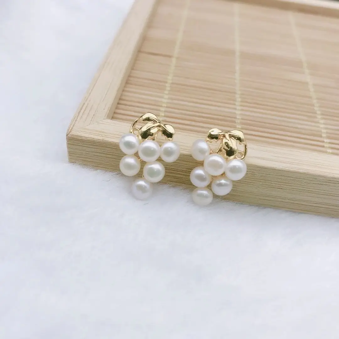Freshwater Pearl Grape String Earrings 925 Silver — feature 6