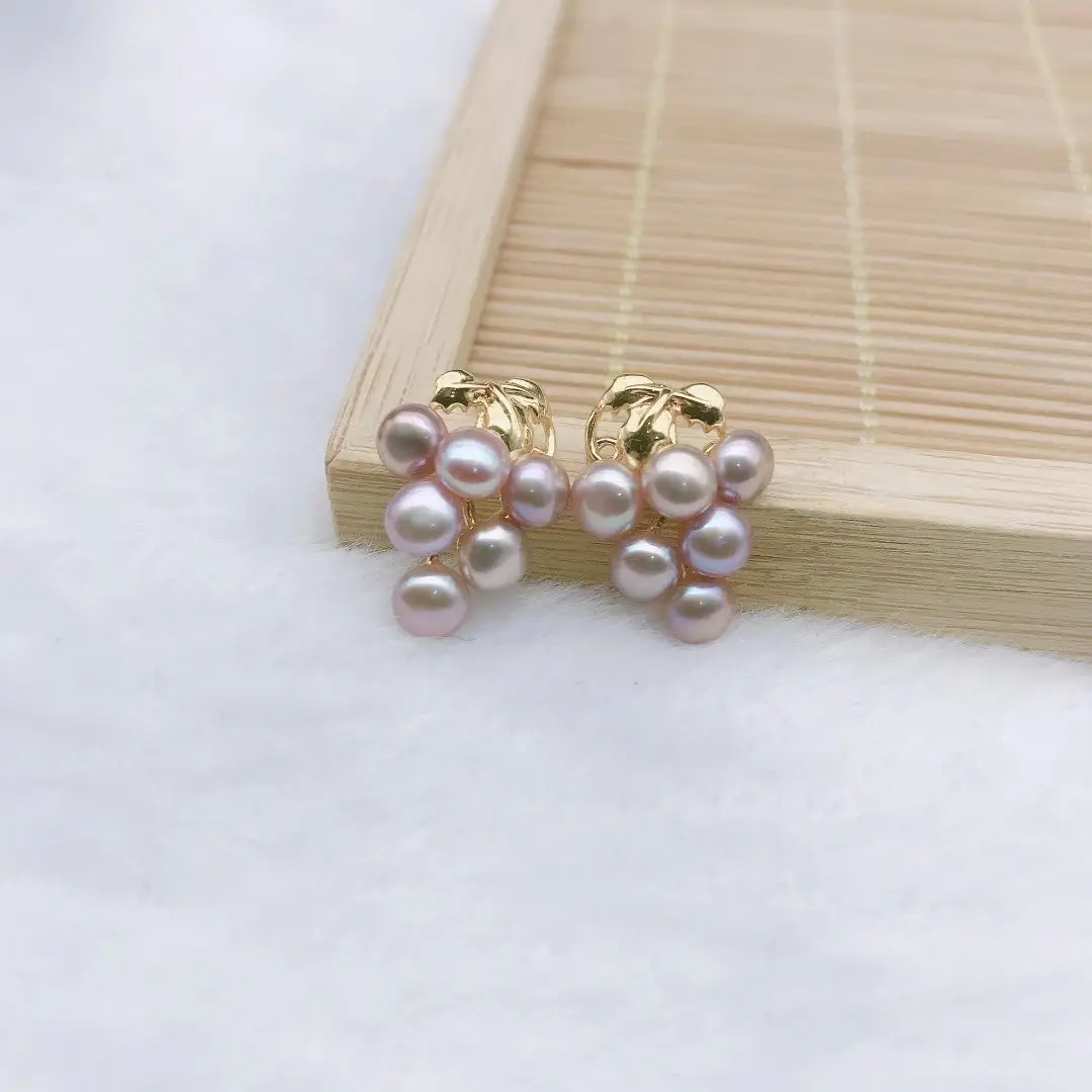 Freshwater Pearl Grape String Earrings 925 Silver — feature 7