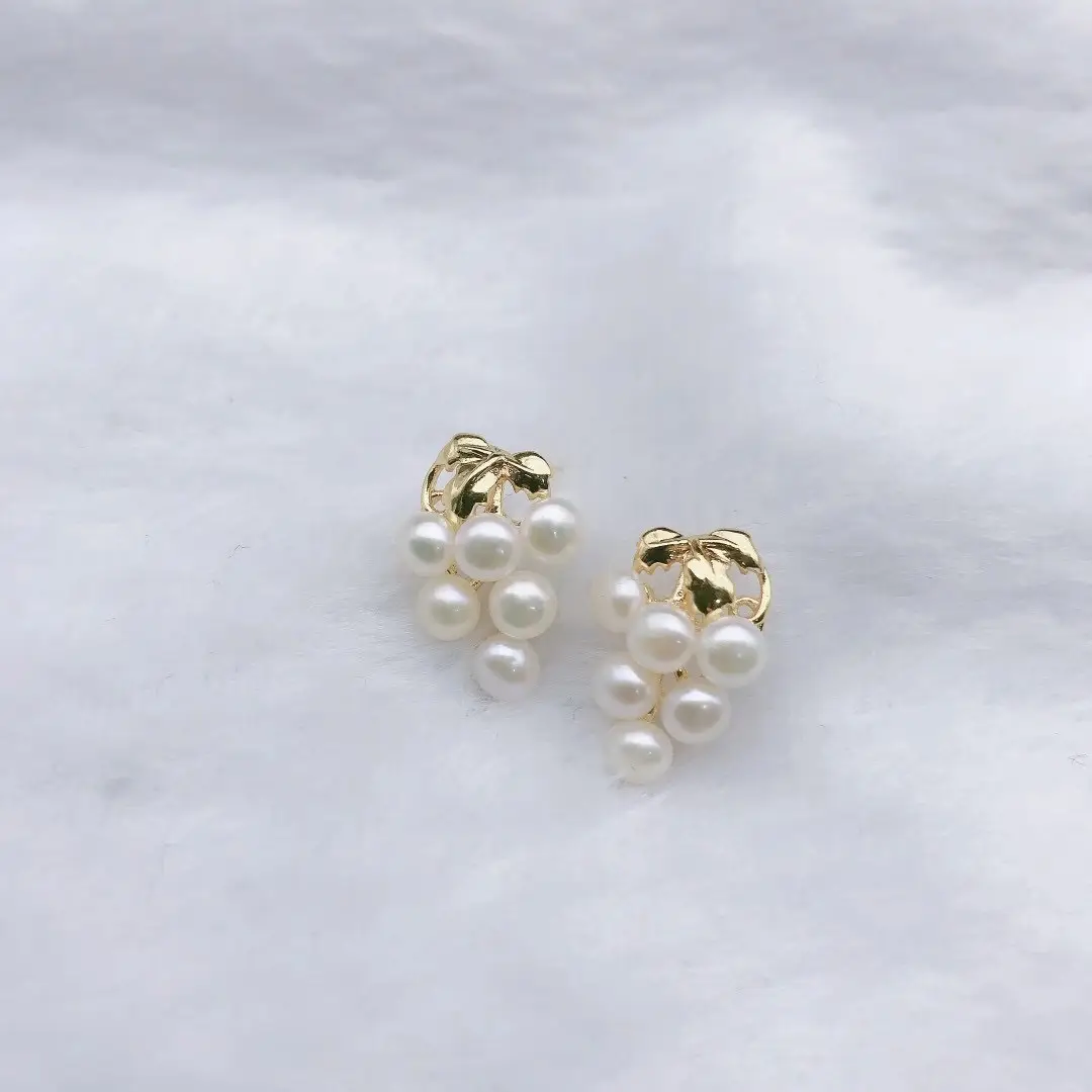Freshwater Pearl Grape String Earrings 925 Silver — feature 8
