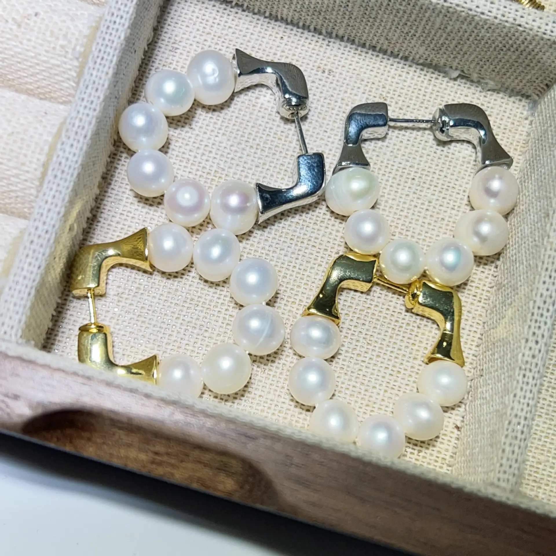 Freshwater Pearl Grape String Earrings 925 Silver - Image 2