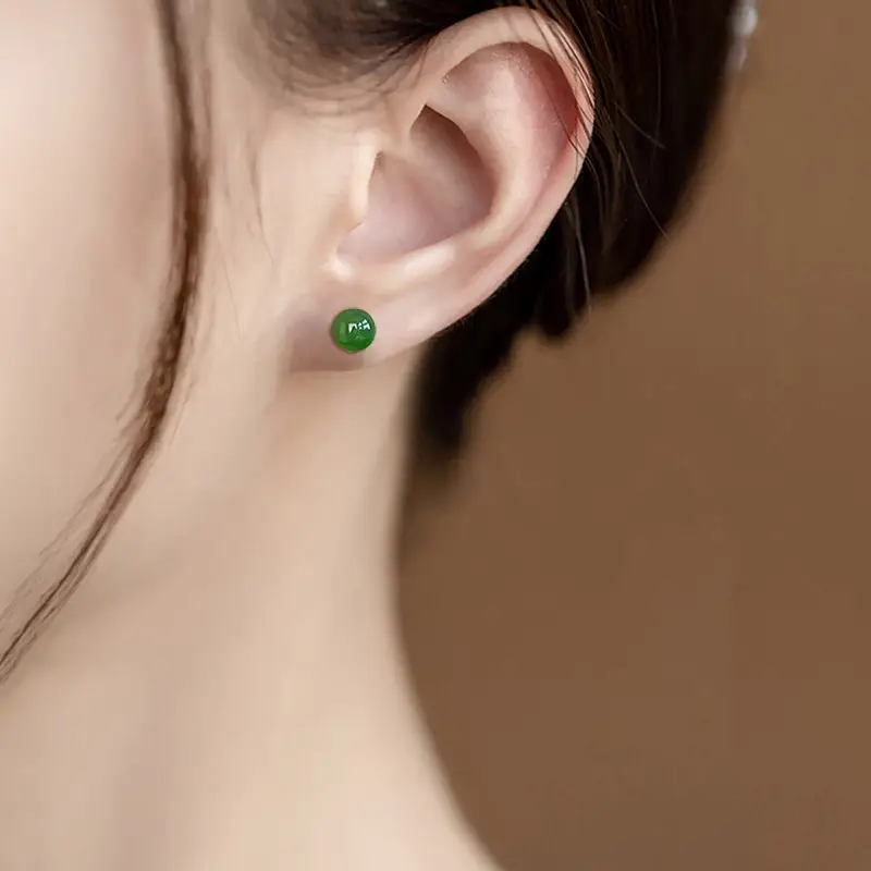 S925 Silver Inlay Jade Earrings for Women - Image 6