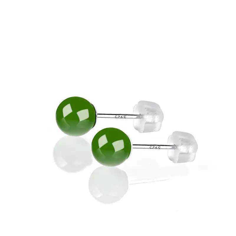 S925 Silver Inlay Jade Earrings for Women - Image 2