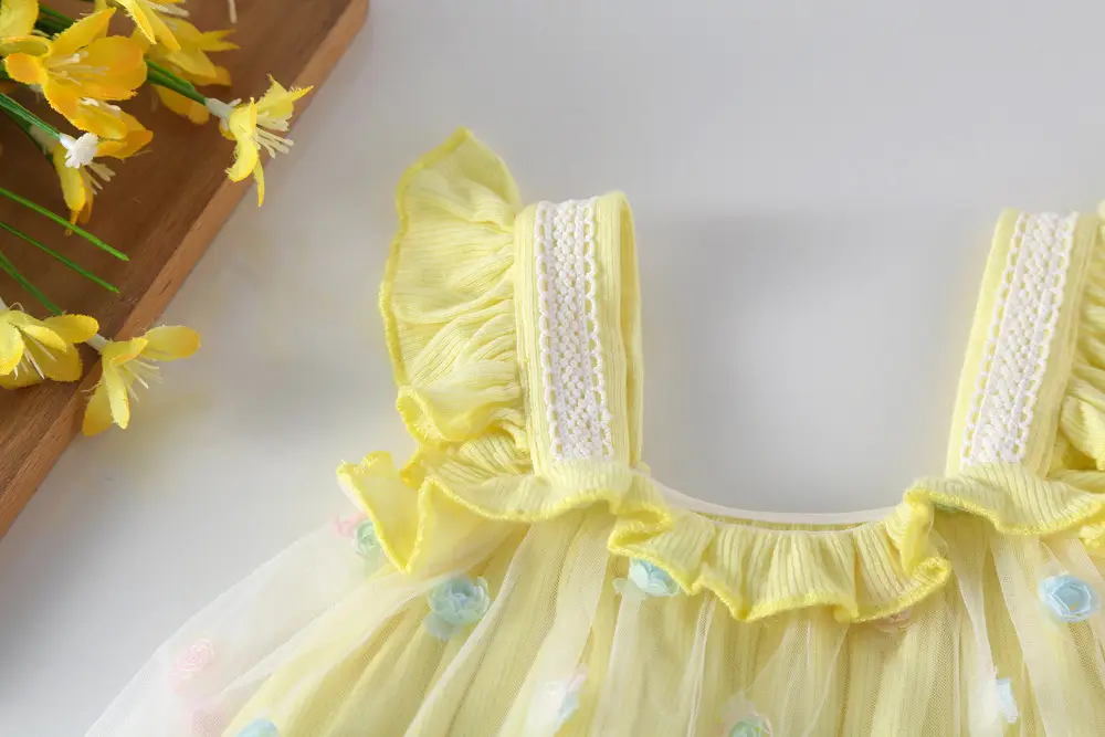 Princess Baby Dress Yellow Sling Flower Bag