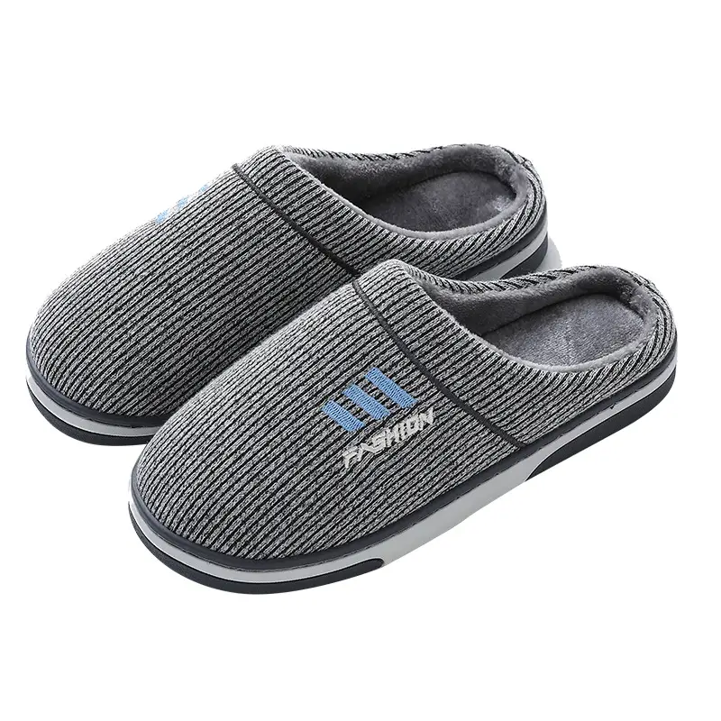 2023 Winter new men's cotton slippers indoor home non-slip warm fleece-lined thickened wholesale one-piece delivery