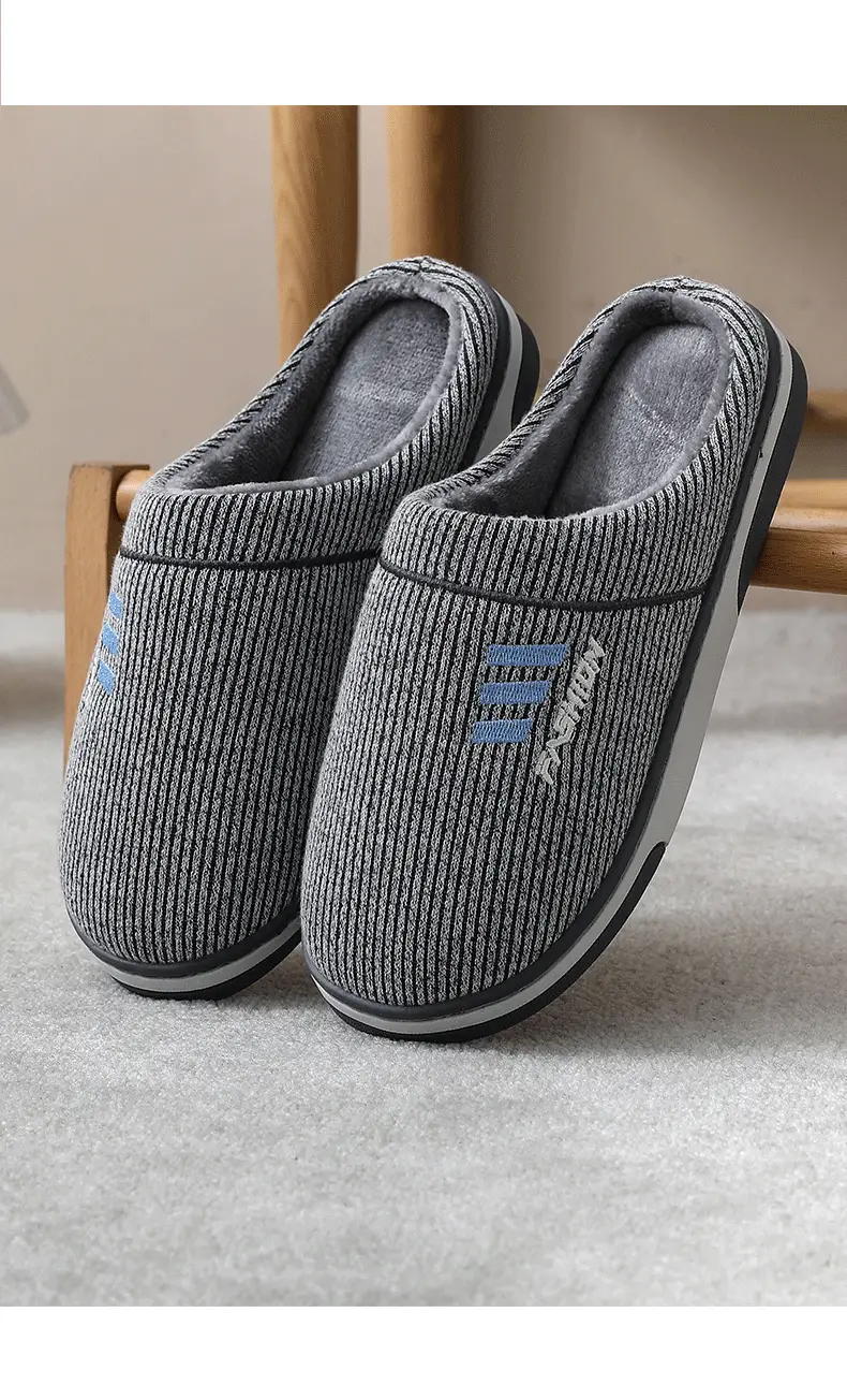 2023 Winter new men's cotton slippers indoor home non-slip warm fleece-lined thickened wholesale one-piece delivery — feature 12