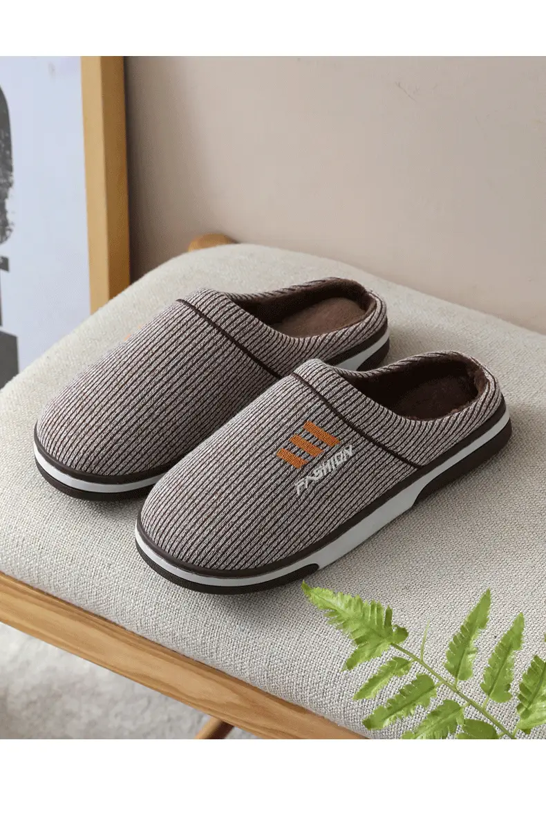 2023 Winter new men's cotton slippers indoor home non-slip warm fleece-lined thickened wholesale one-piece delivery — feature 5