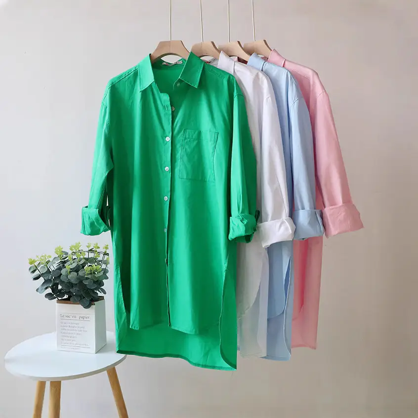 Pink Long Sleeve Women's Blouse Dress