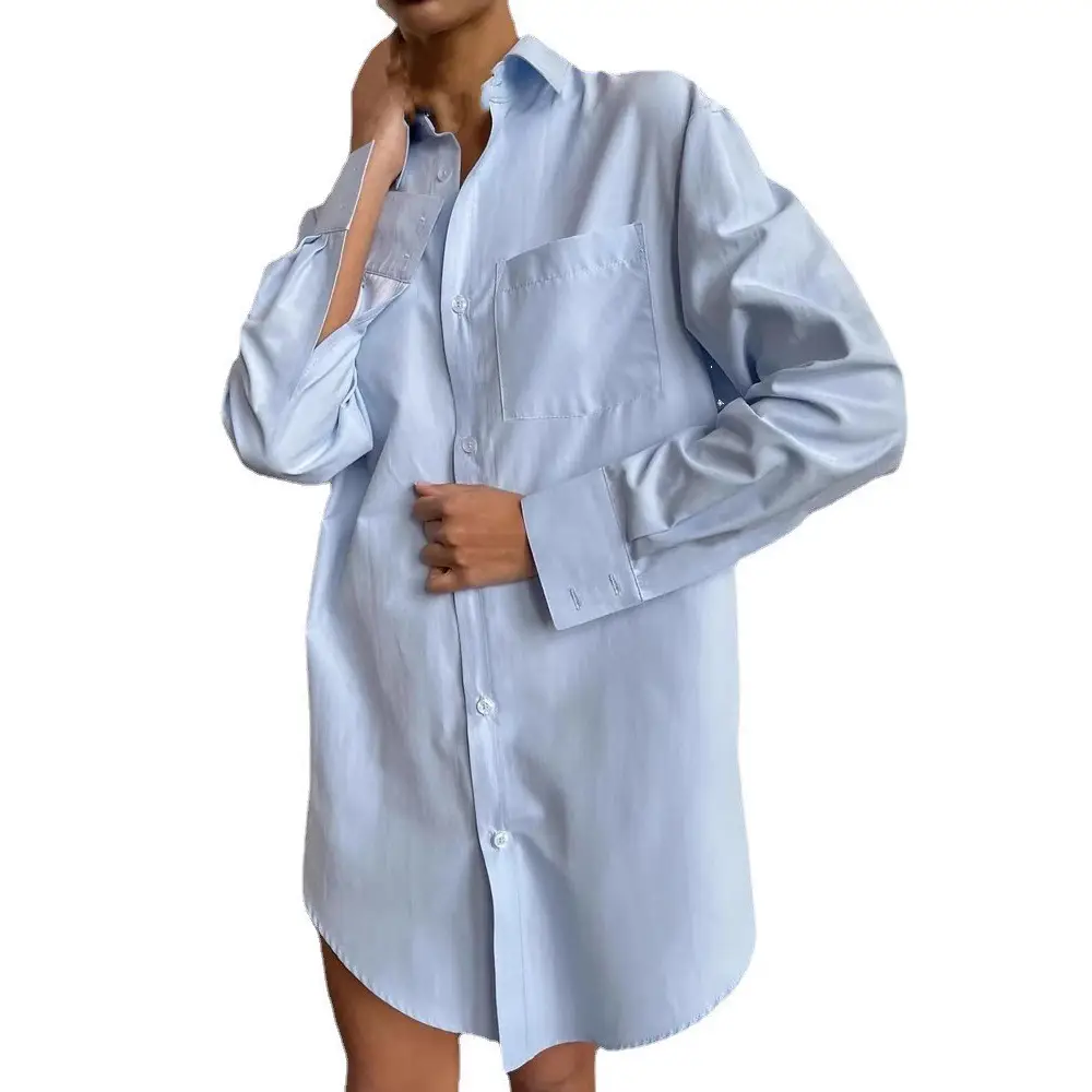 Pink Long Sleeve Women's Blouse Dress - Image 9