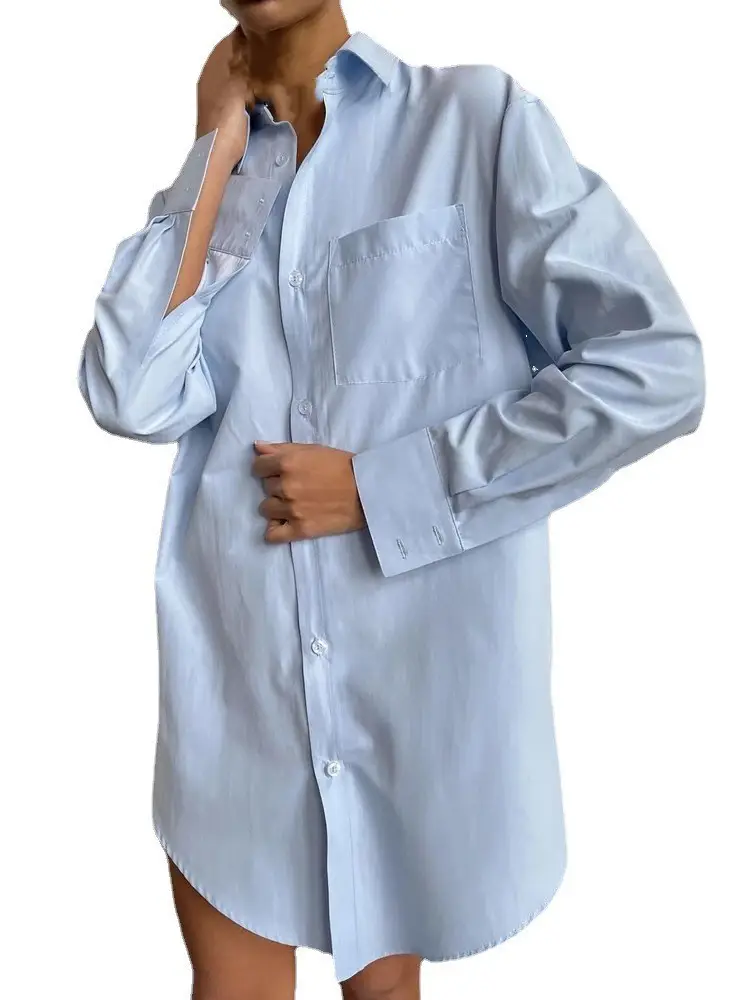 Pink Long Sleeve Women's Blouse Dress - Image 4