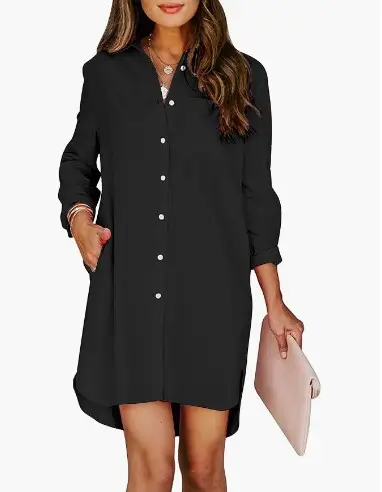 Pink Long Sleeve Women's Blouse Dress - Image 5