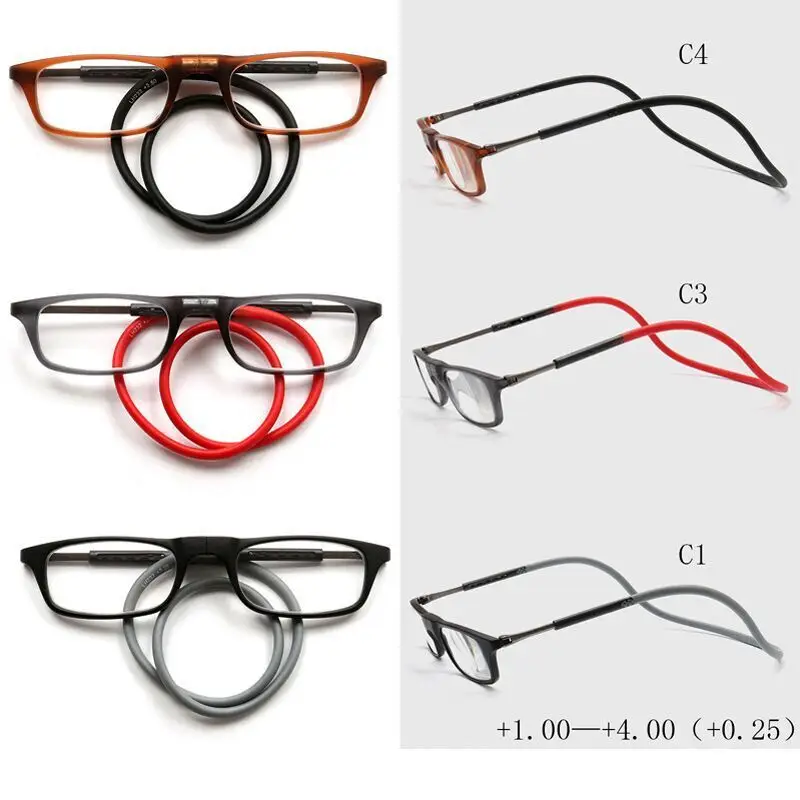 TR90 new folding neck reading glasses HD resin fashion magic magnet reading glasses men and women — feature 2