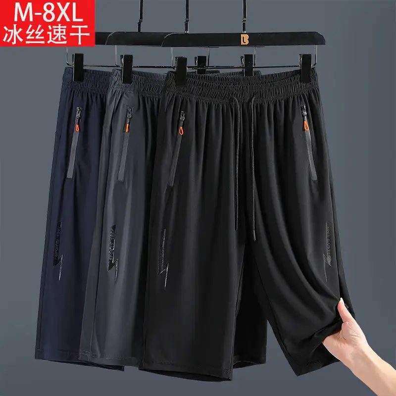 Men Ice Silk Thin Shorts Black Plus Size Quick Dry - Image 4