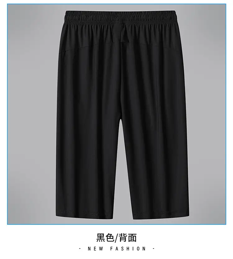 Men Ice Silk Thin Shorts Black Plus Size Quick Dry — feature 11