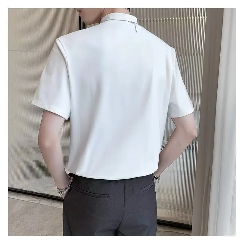Men White Half Turtleneck Short Sleeve T-Shirt 2024 — feature 10