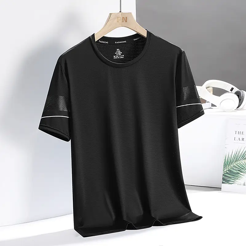 Men Ice Silk T-Shirt Blue Summer Thin Breathable - Image 11