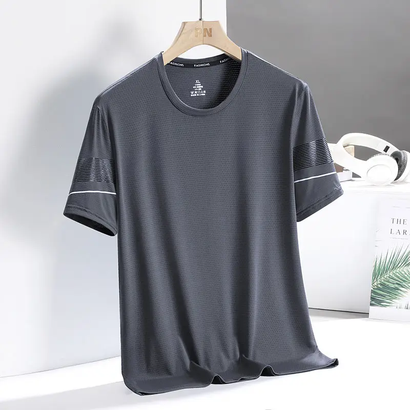 Men Ice Silk T-Shirt Blue Summer Thin Breathable - Image 12