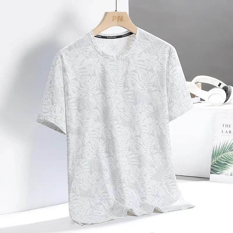 Men Ice Silk T-Shirt Blue Summer Thin Breathable - Image 14