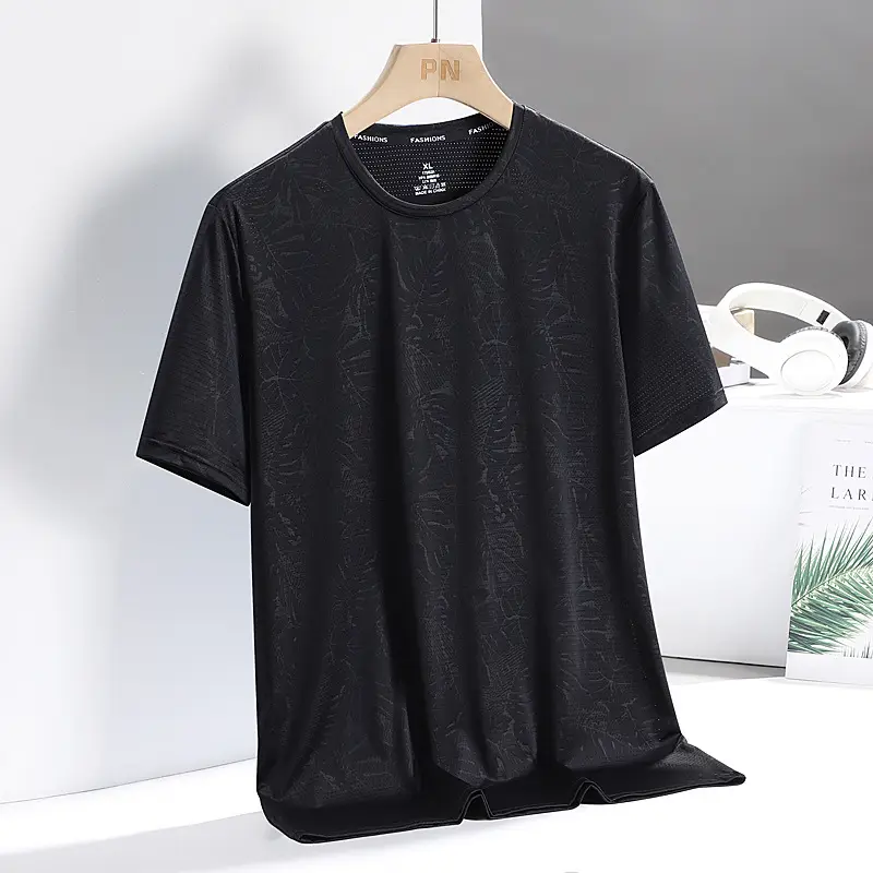 Men Ice Silk T-Shirt Blue Summer Thin Breathable - Image 15