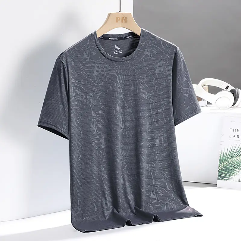 Men Ice Silk T-Shirt Blue Summer Thin Breathable - Image 16