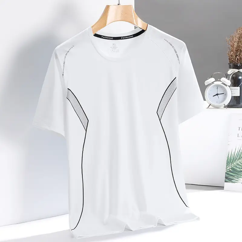 Men Ice Silk T-Shirt Blue Summer Thin Breathable - Image 3