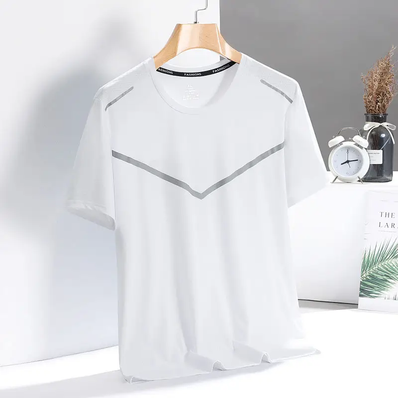 Men Ice Silk T-Shirt Blue Summer Thin Breathable - Image 6