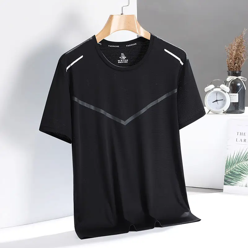 Men Ice Silk T-Shirt Blue Summer Thin Breathable - Image 7