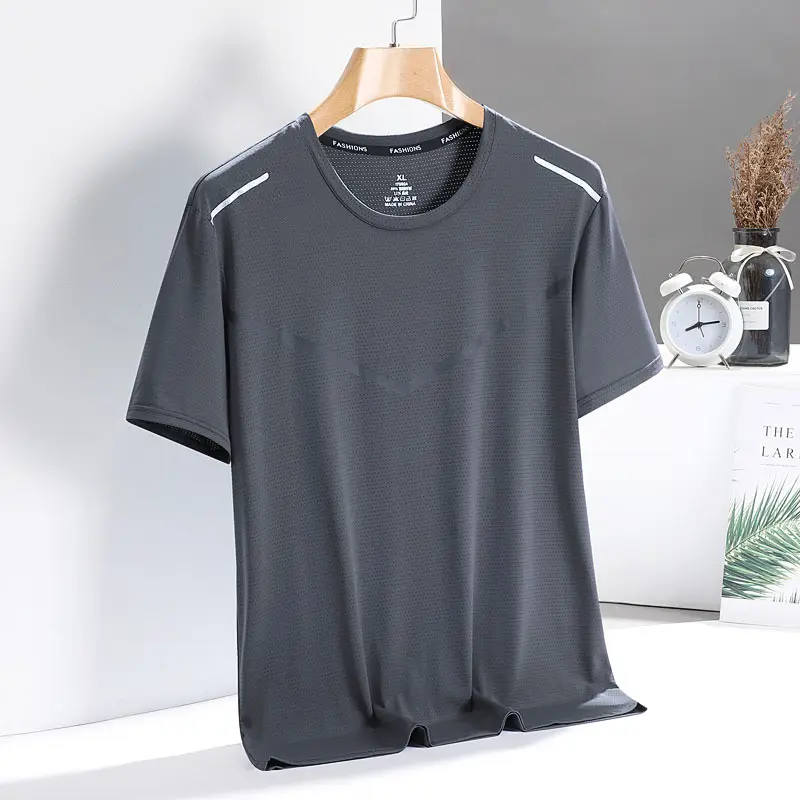 Men Ice Silk T-Shirt Blue Summer Thin Breathable - Image 8