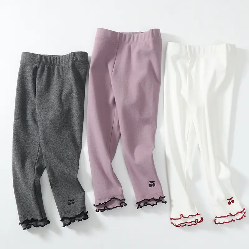 Girls Grey Elastic Leggings Spring Autumn High Waist - Image 4