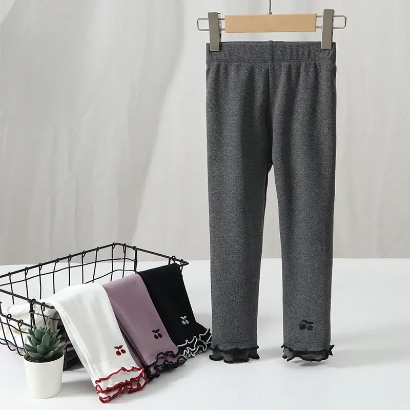 Girls Grey Elastic Leggings Spring Autumn High Waist - Image 5