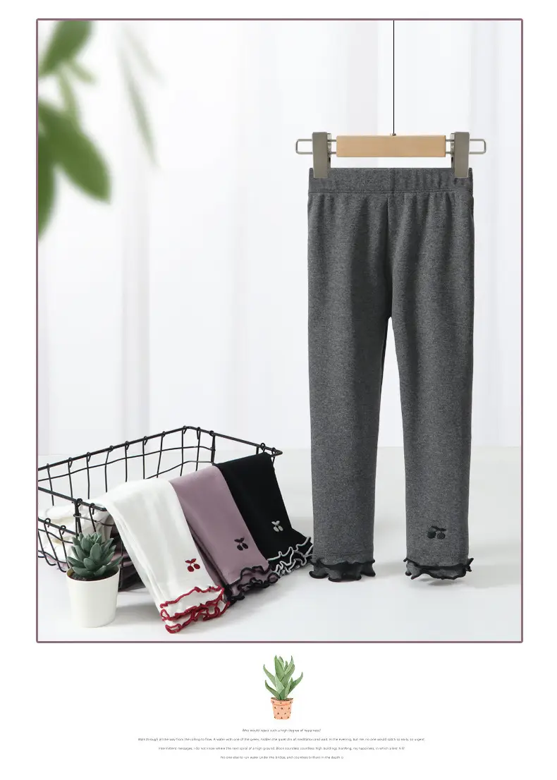 Girls Grey Elastic Leggings Spring Autumn High Waist — feature 16