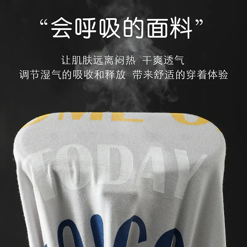 Blue Printed Pajamas for Boys Summer Modal Wear - Image 9