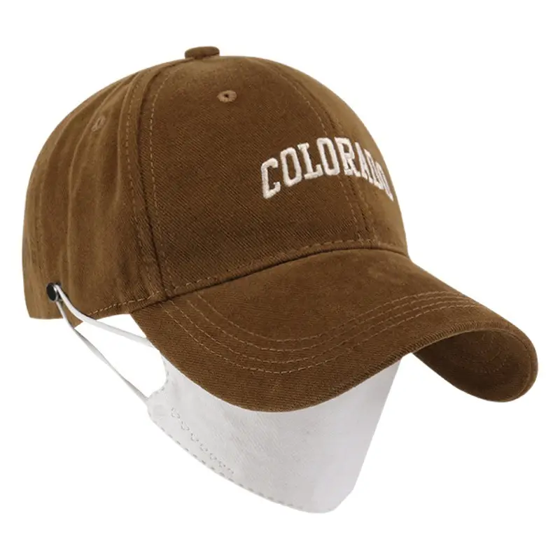 Brown Cotton Baseball Cap with "COLORS" Embroidery