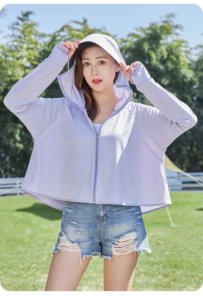2025 Summer Hooded UV Jacket Light Purple 99.9% UVA - Image 7