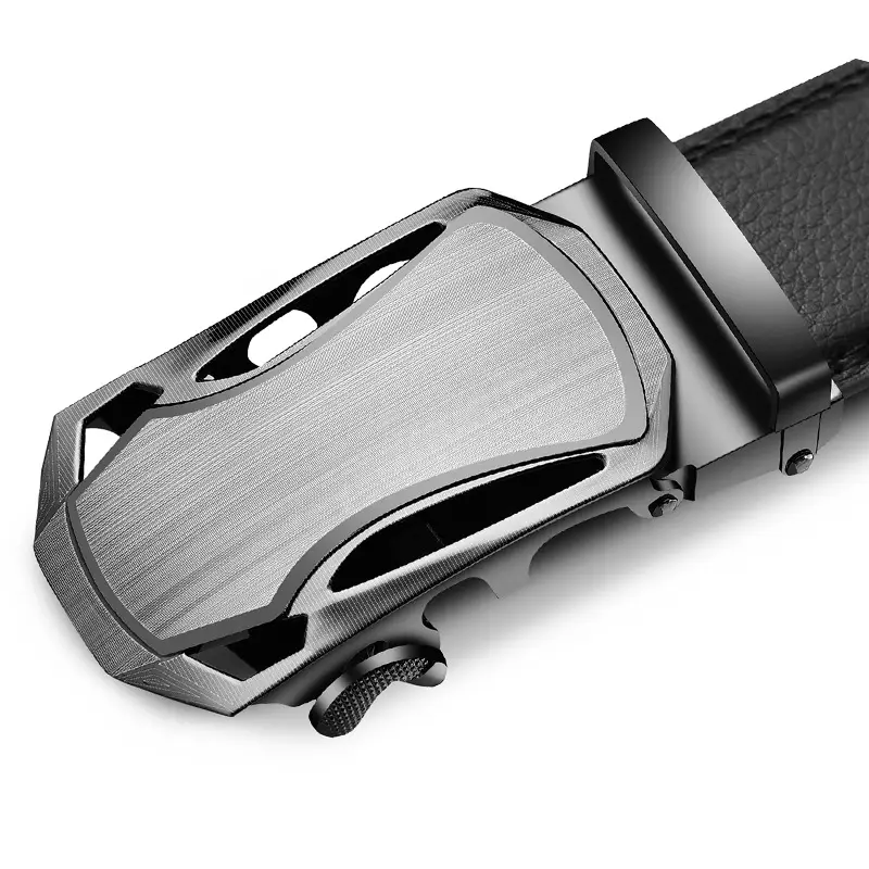 Men's Automatic Buckle Belt Patent Leather Black Gold - Image 7