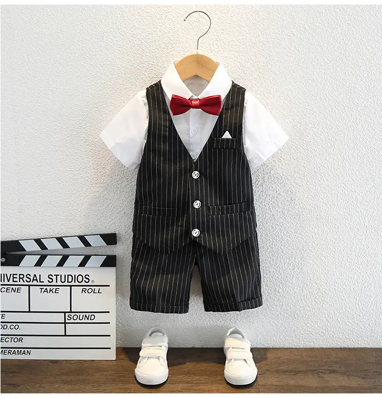 Boys Navy Striped Three-Piece Summer Suit — feature 7