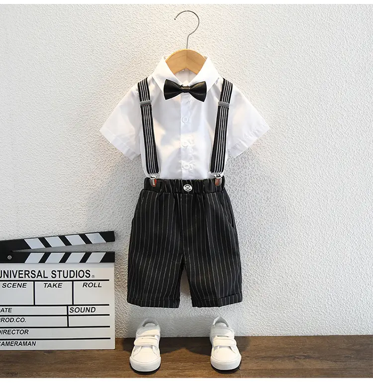 Boys Navy Striped Three-Piece Summer Suit — feature 8