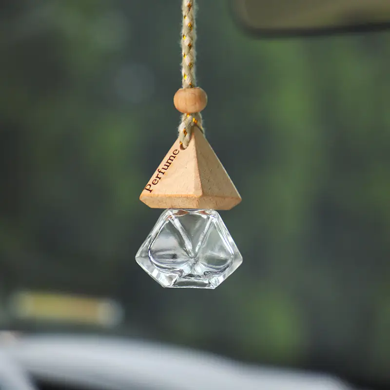 Car perfume bottle pendant car perfume bottle empty bottle aromatherapy essential oil Diamond Glass Bottle car pendant - Image 2