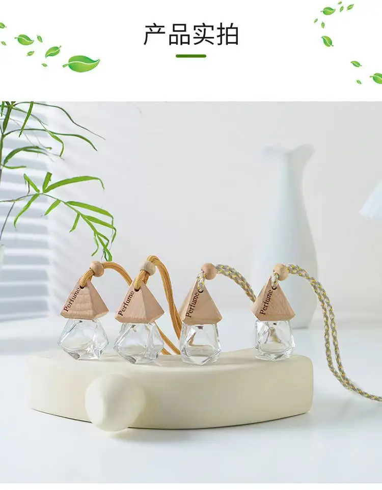 Car perfume bottle pendant car perfume bottle empty bottle aromatherapy essential oil Diamond Glass Bottle car pendant — feature 11