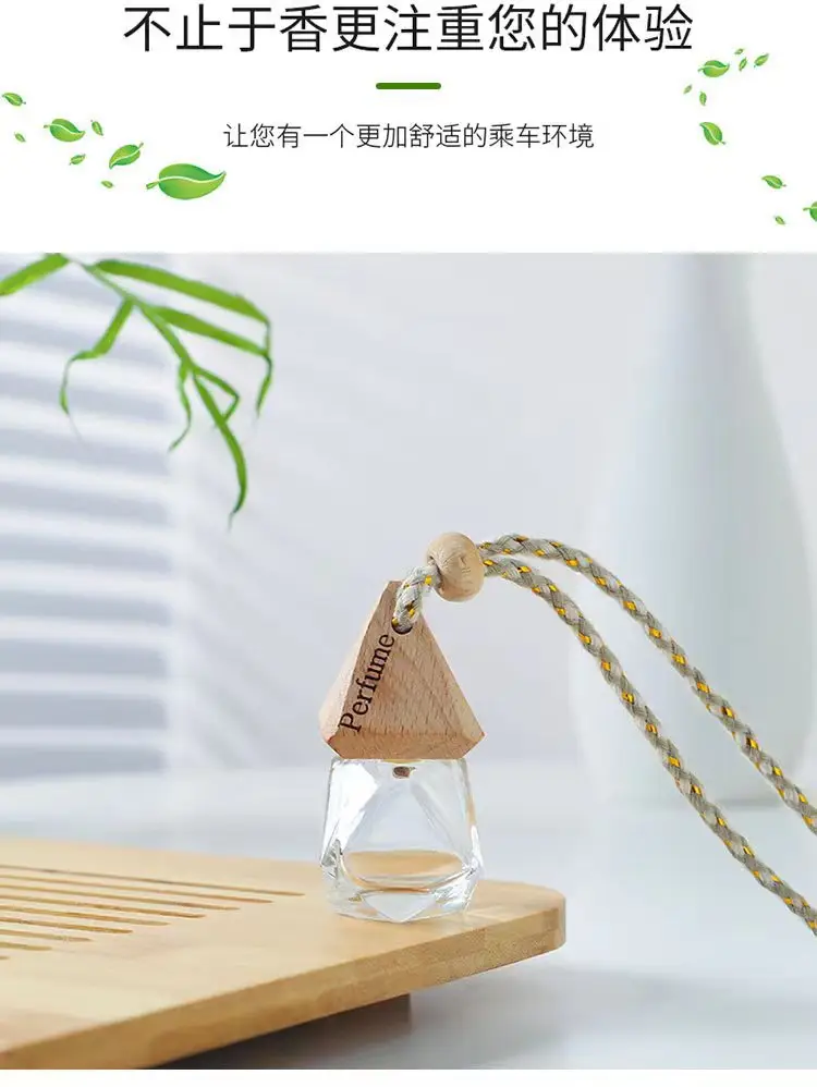 Car perfume bottle pendant car perfume bottle empty bottle aromatherapy essential oil Diamond Glass Bottle car pendant — feature 14