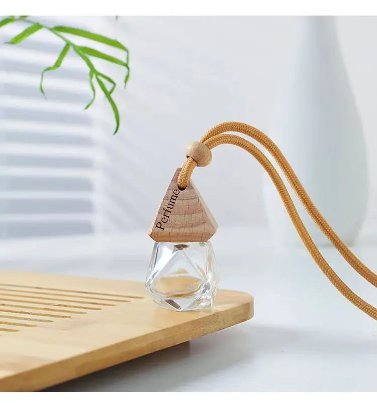 Car perfume bottle pendant car perfume bottle empty bottle aromatherapy essential oil Diamond Glass Bottle car pendant — feature 15