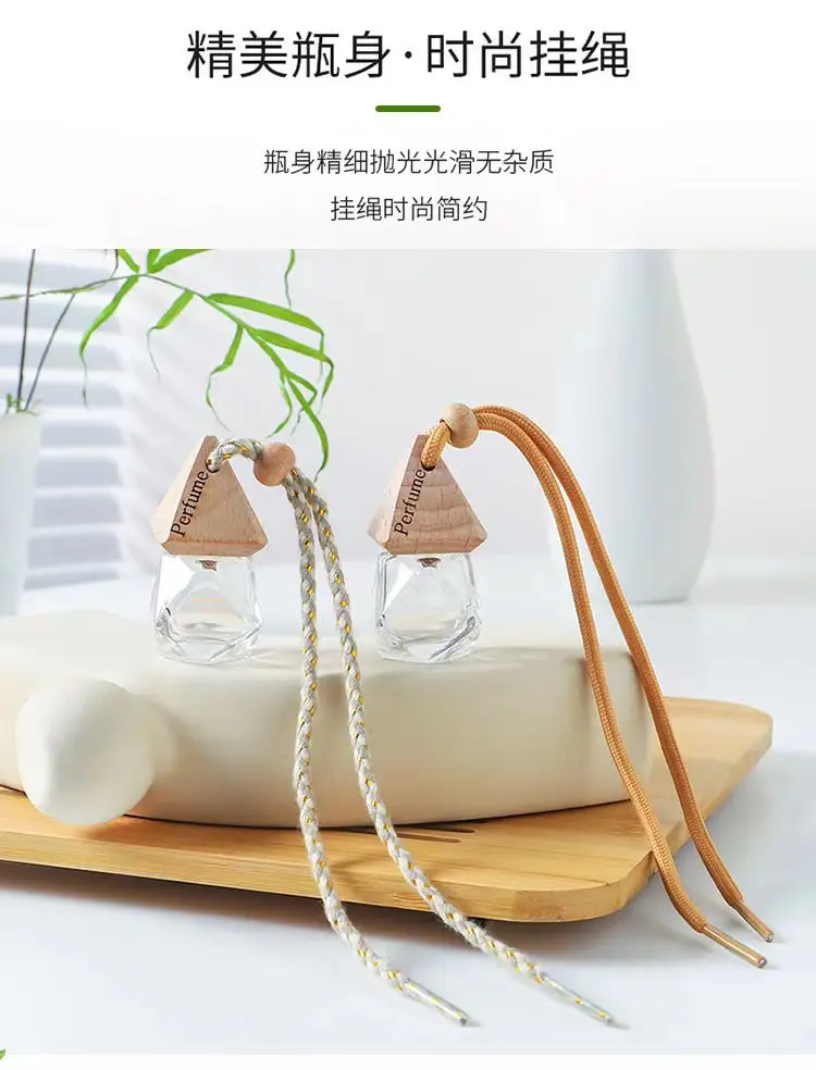 Car perfume bottle pendant car perfume bottle empty bottle aromatherapy essential oil Diamond Glass Bottle car pendant — feature 5