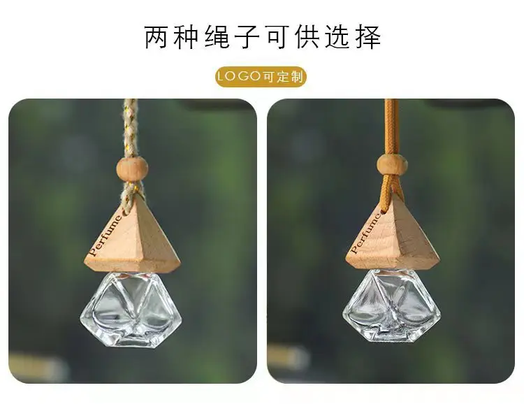 Car perfume bottle pendant car perfume bottle empty bottle aromatherapy essential oil Diamond Glass Bottle car pendant — feature 8