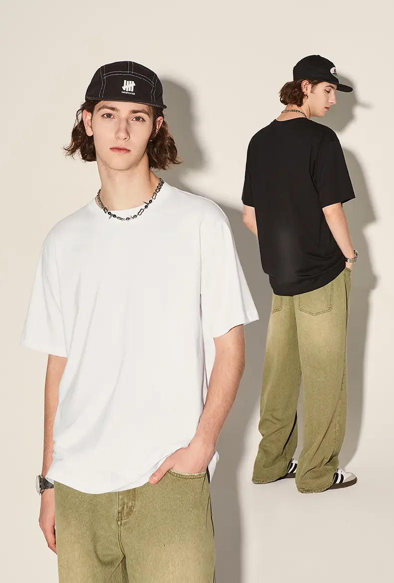 Black 2-Piece Cotton T-Shirt Set for Men Summer 2026 — feature 2