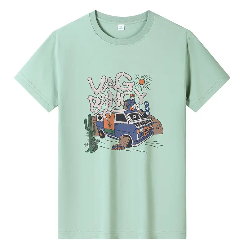 Men Printed T-Shirt Brown 2024 Summer