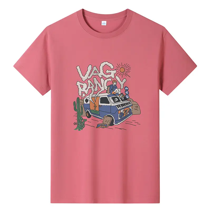 Men Printed T-Shirt Brown 2024 Summer