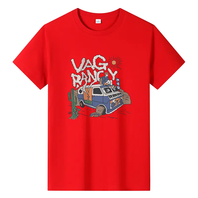 Men Printed T-Shirt Brown 2024 Summer